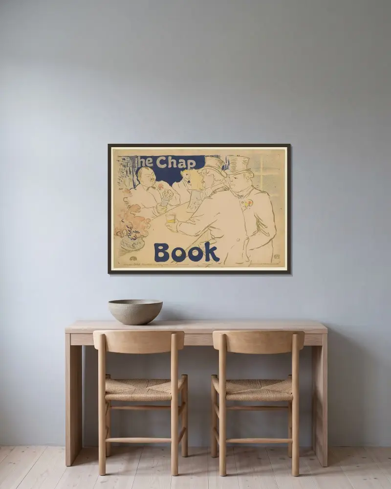 The Chap Book av Henri de Toulouse-Lautrec inramad på en vägg