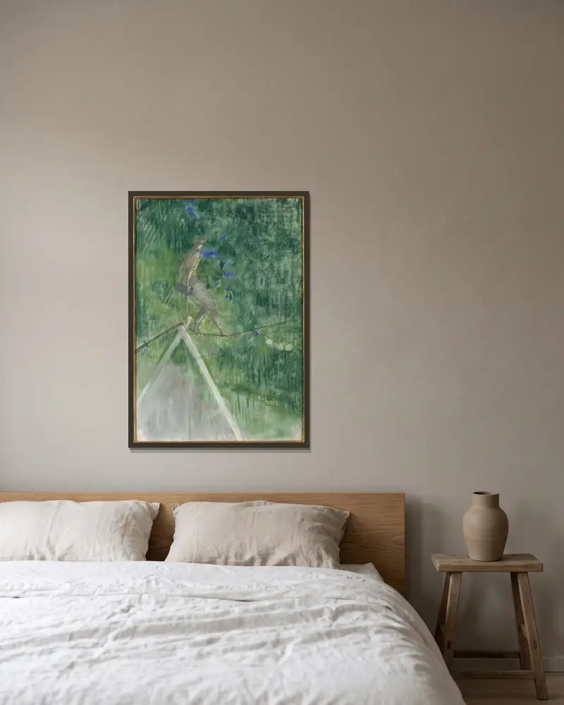 Die Seiltänzerin von Henri de Toulouse-Lautrec gerahmt an einer Wand