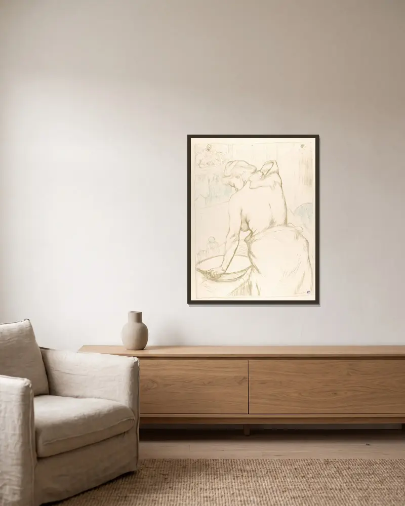 Das Waschen, 1896 – Nr. 2 von Henri de Toulouse-Lautrec gerahmt an einer Wand