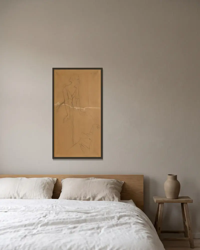 Yvette Guilbert, 1894 von Henri de Toulouse-Lautrec gerahmt an einer Wand