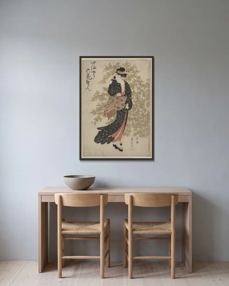 Hagi von Toyokuni Utagawa gerahmt an einer Wand