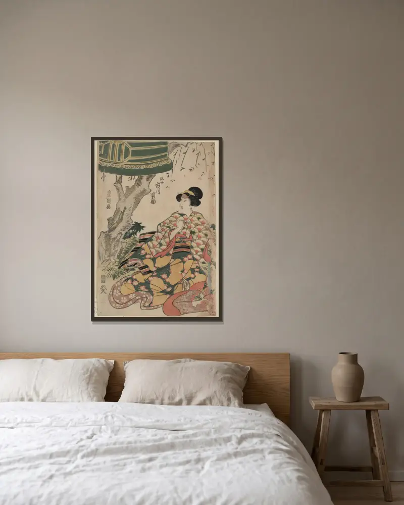 Ichikawa Dannosuke som Tsunajo av Toyokuni Utagawa inramad på en vägg