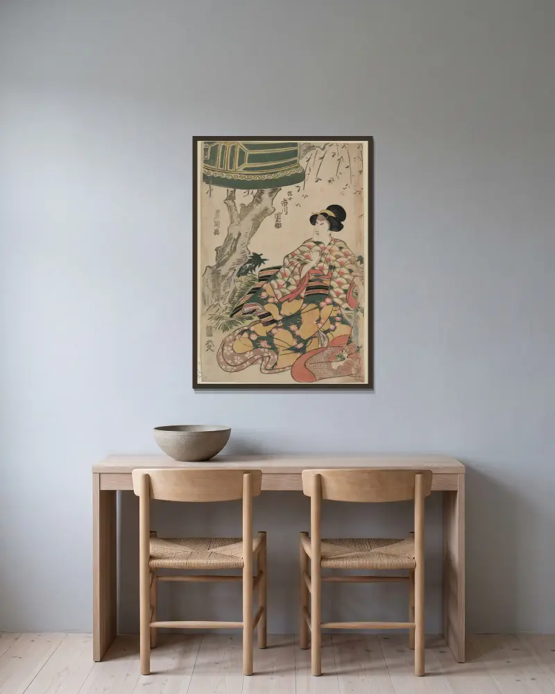 Ichikawa Dannosuke som Tsunajo av Toyokuni Utagawa inramad på en vägg