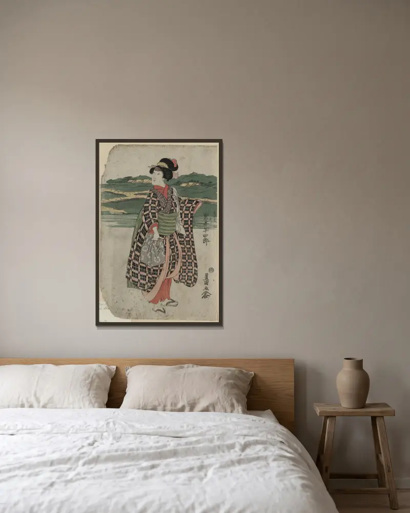 Iwai Hanshirō no Sagoemon musume Oyone av Toyokuni Utagawa inramad på en vägg