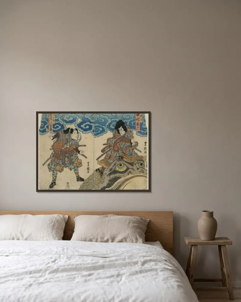 Nakamura karoku ichikawa yaozō av Toyokuni Utagawa inramad på en vägg