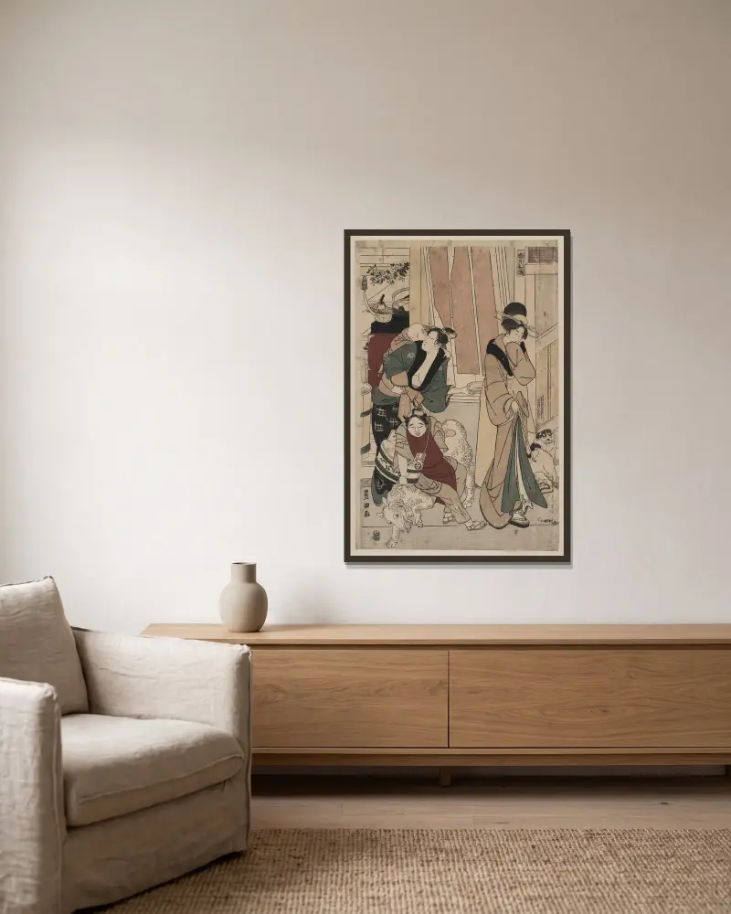 Satsuki von Toyokuni Utagawa gerahmt an einer Wand