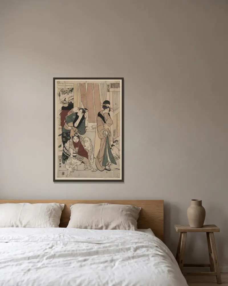 Satsuki von Toyokuni Utagawa gerahmt an einer Wand