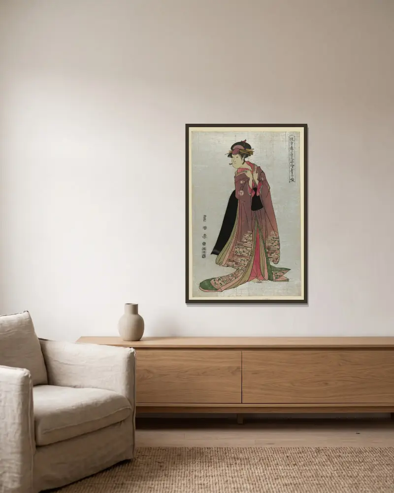 Yamatoya av Toyokuni Utagawa inramad på en vägg