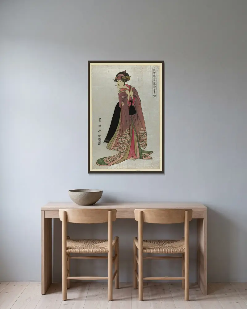 Yamatoya av Toyokuni Utagawa inramad på en vägg