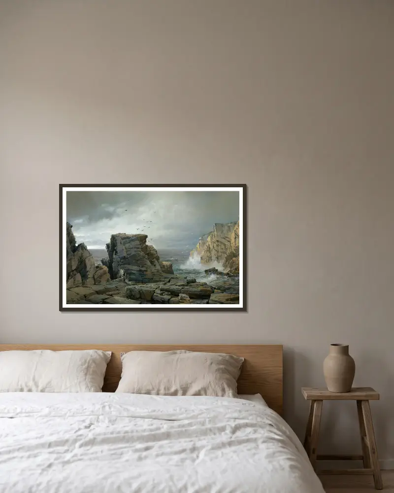 Eine felsige Küste von William Trost Richards gerahmt an einer Wand