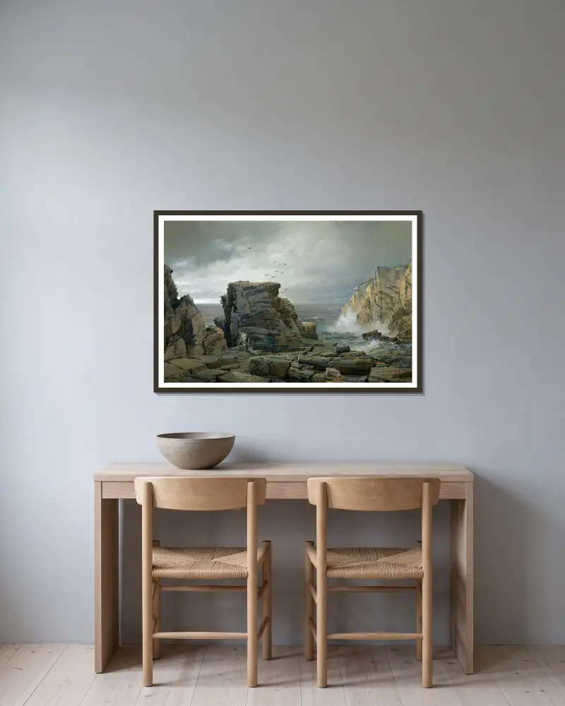 Eine felsige Küste von William Trost Richards gerahmt an einer Wand