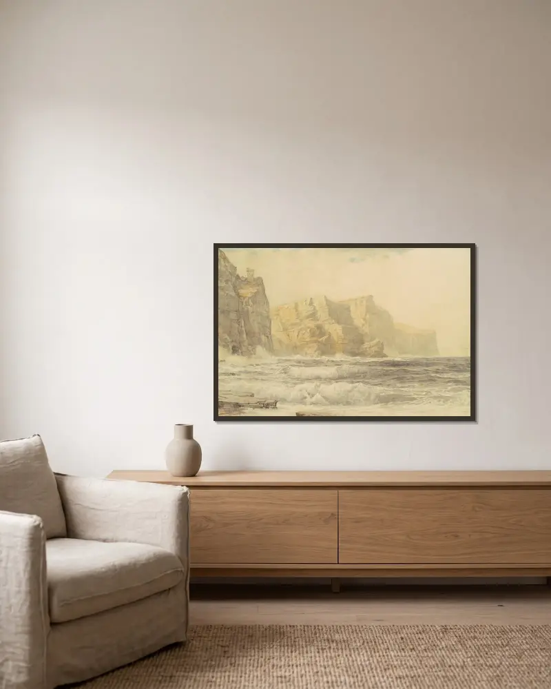 Baldart Castle, Kilkee, County Clare, Ireland av William Trost Richards inramad på en vägg