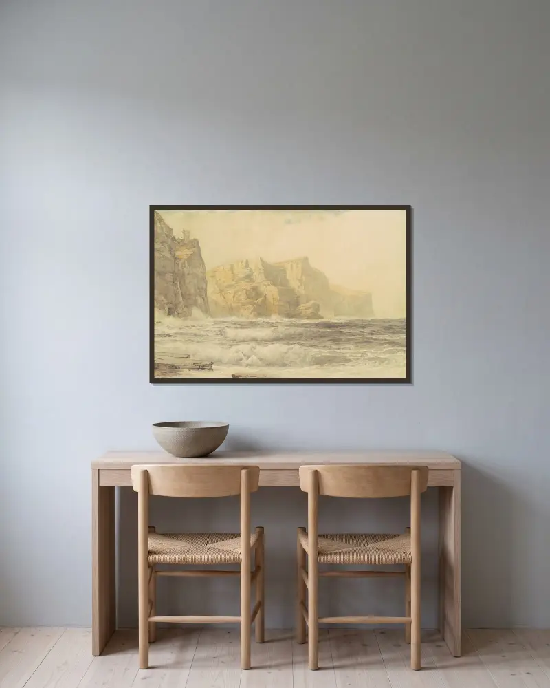 Baldart Castle, Kilkee, County Clare, Ireland av William Trost Richards inramad på en vägg
