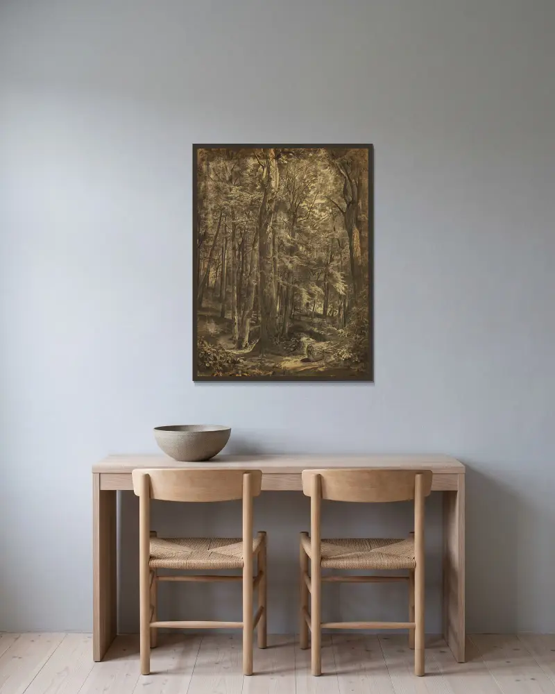 Im Wald von William Trost Richards gerahmt an einer Wand