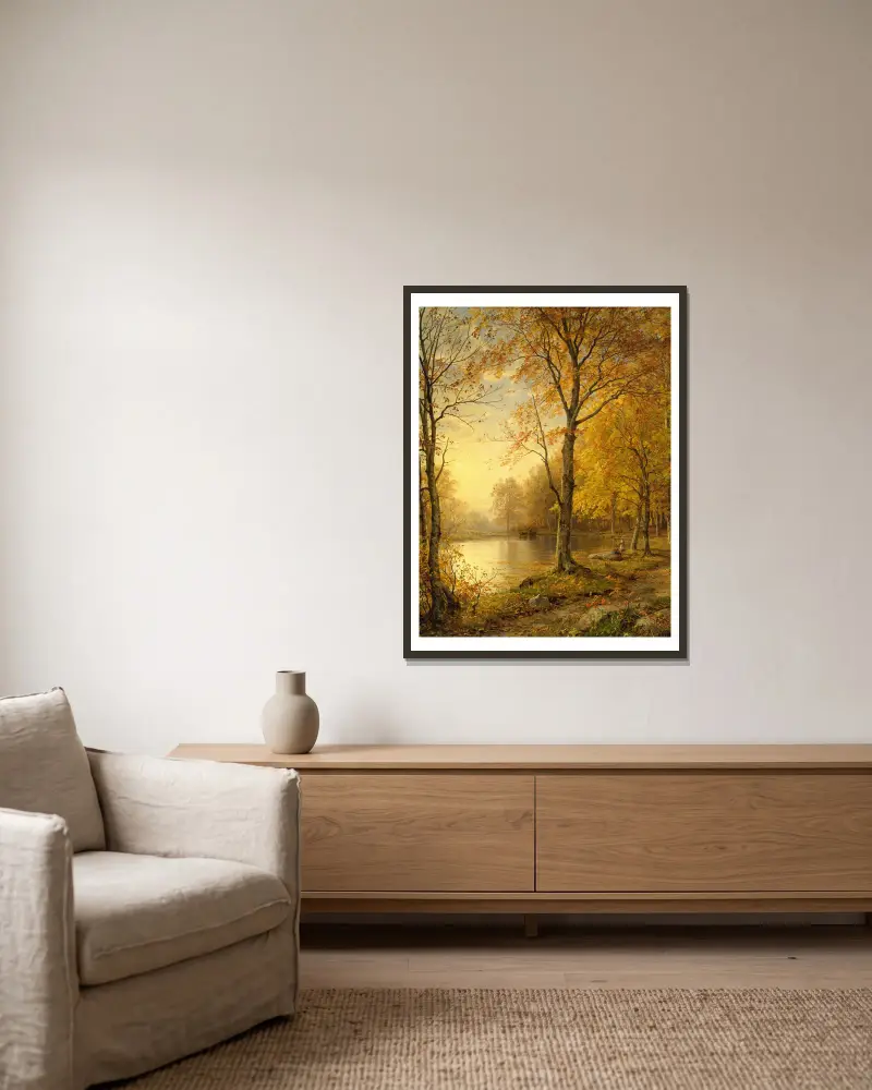 Indian Summer von William Trost Richards gerahmt an einer Wand
