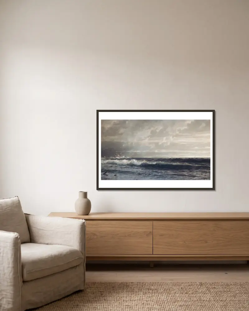 Nahe Land’s End, Cornwall von William Trost Richards gerahmt an einer Wand