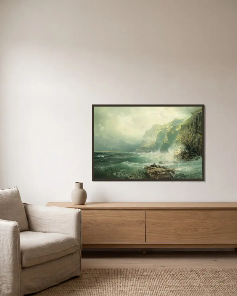 Felsküste, Cornwall von William Trost Richards gerahmt an einer Wand