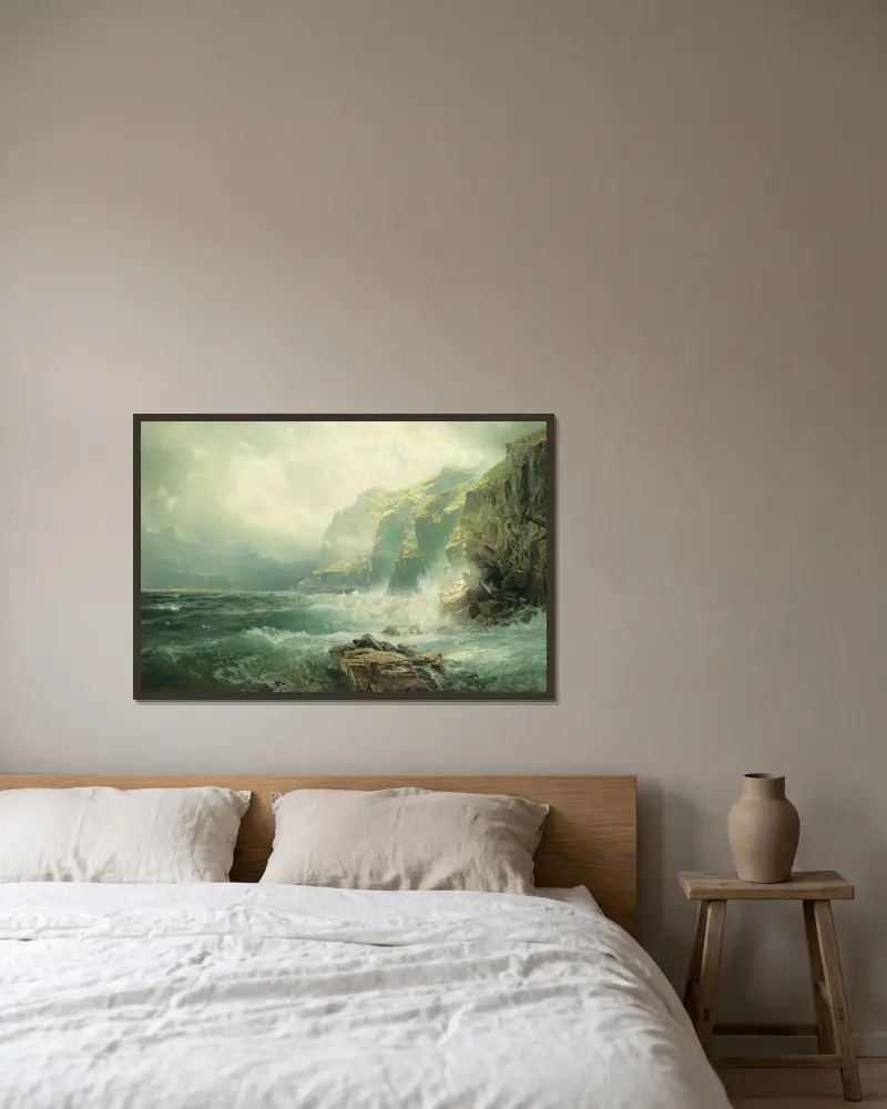 Felsküste, Cornwall von William Trost Richards gerahmt an einer Wand