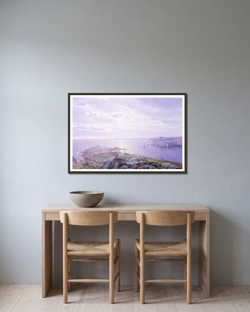 Skalnatá zátoka, William Trost Richards v rámu na stěně