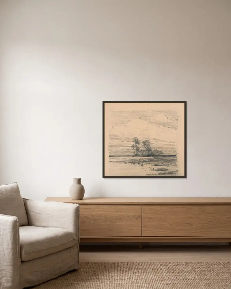 Landscape von Ľudovít Čordák gerahmt an einer Wand