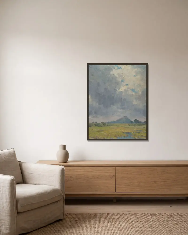 Landschaft mit Schloss von Ľudovít Čordák gerahmt an einer Wand