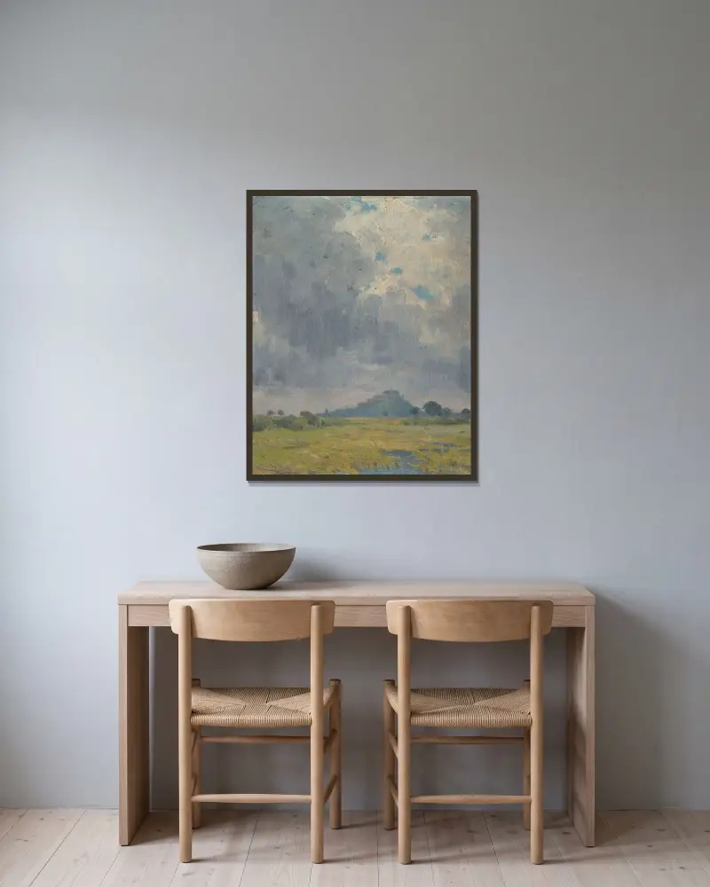 Landschaft mit Schloss von Ľudovít Čordák gerahmt an einer Wand