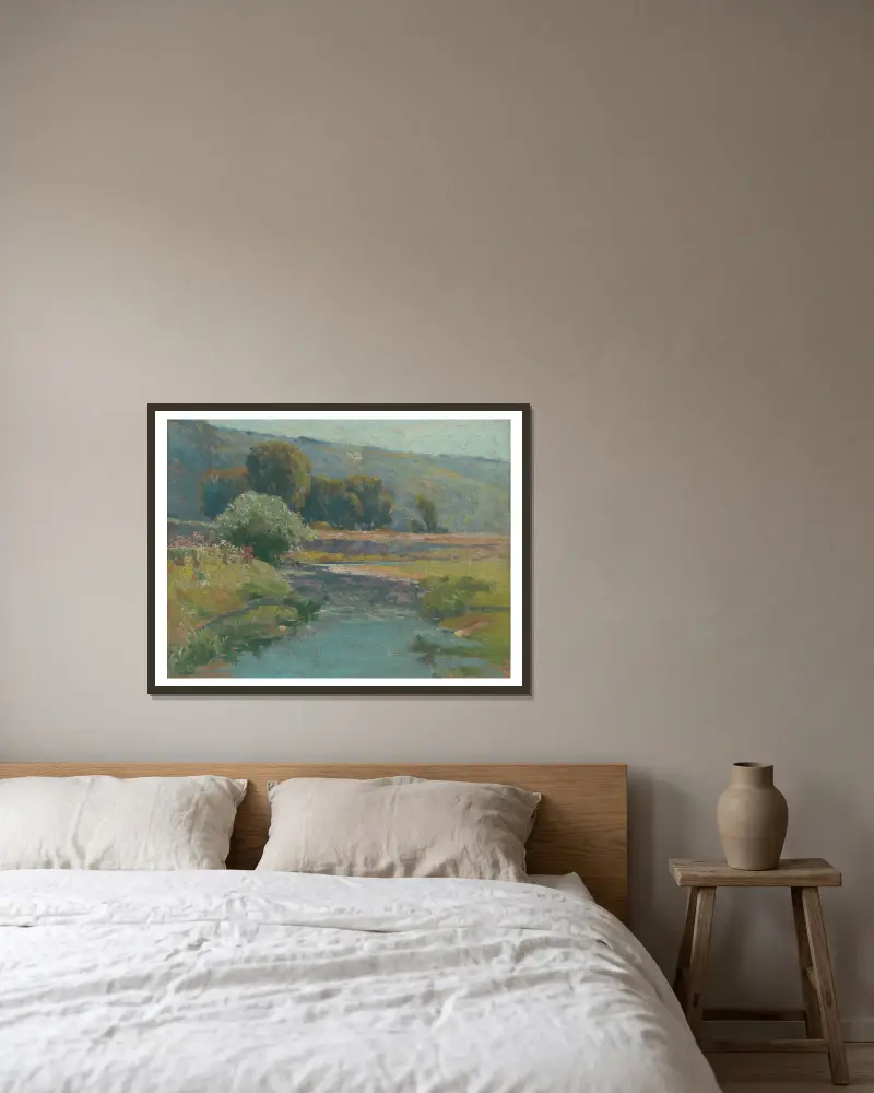 Landschaft mit überflutetem Bach von Ľudovít Čordák gerahmt an einer Wand