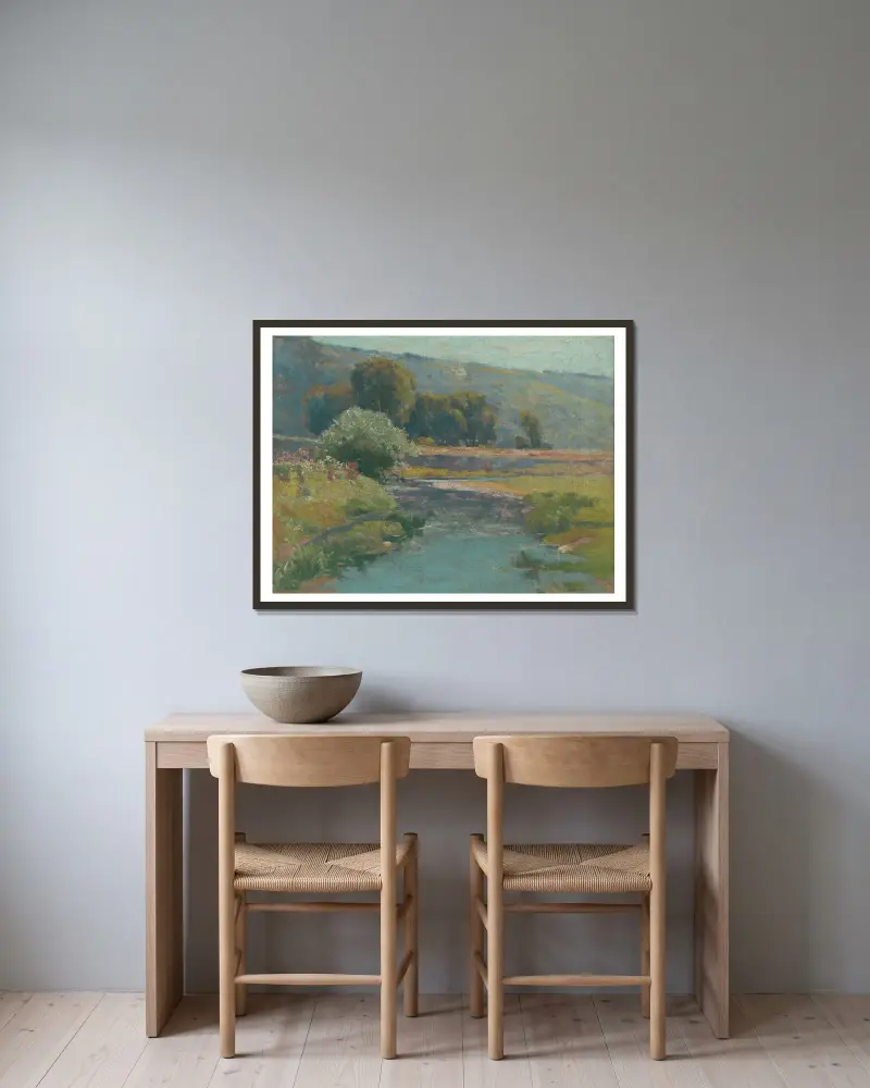 Landschaft mit überflutetem Bach von Ľudovít Čordák gerahmt an einer Wand