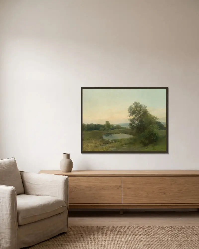 Landschaft mit Sumpf von Ľudovít Čordák gerahmt an einer Wand