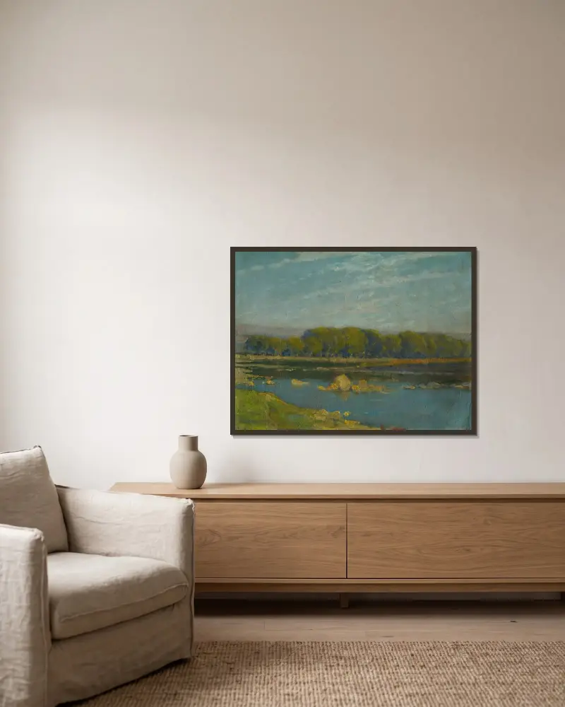 Am Fluss von Ľudovít Čordák gerahmt an einer Wand