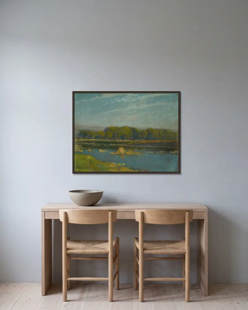 Am Fluss von Ľudovít Čordák gerahmt an einer Wand