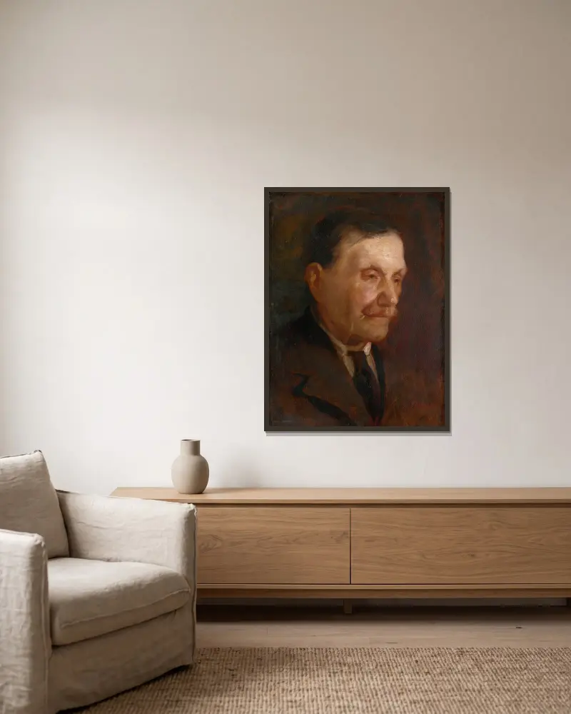 Kopf eines alten Mannes, 1925 von Ľudovít Pitthordt gerahmt an einer Wand
