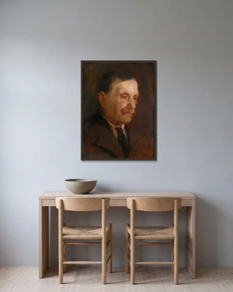 Kopf eines alten Mannes, 1925 von Ľudovít Pitthordt gerahmt an einer Wand