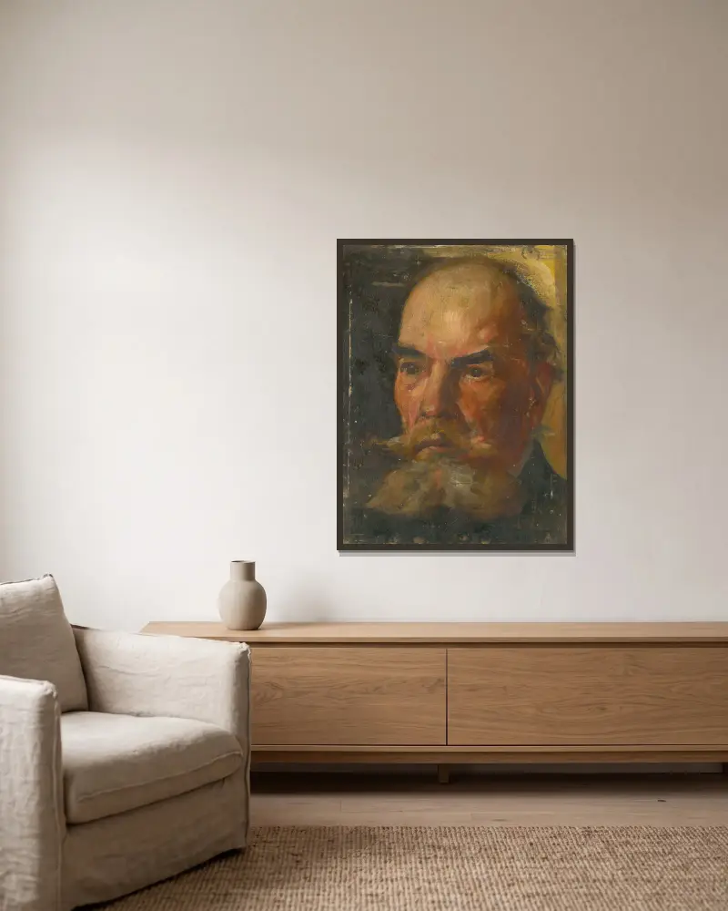 Portrait of a Man av Ľudovít Pitthordt inramad på en vägg
