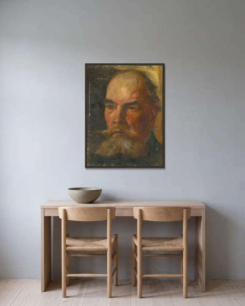 Portrait of a Man av Ľudovít Pitthordt inramad på en vägg