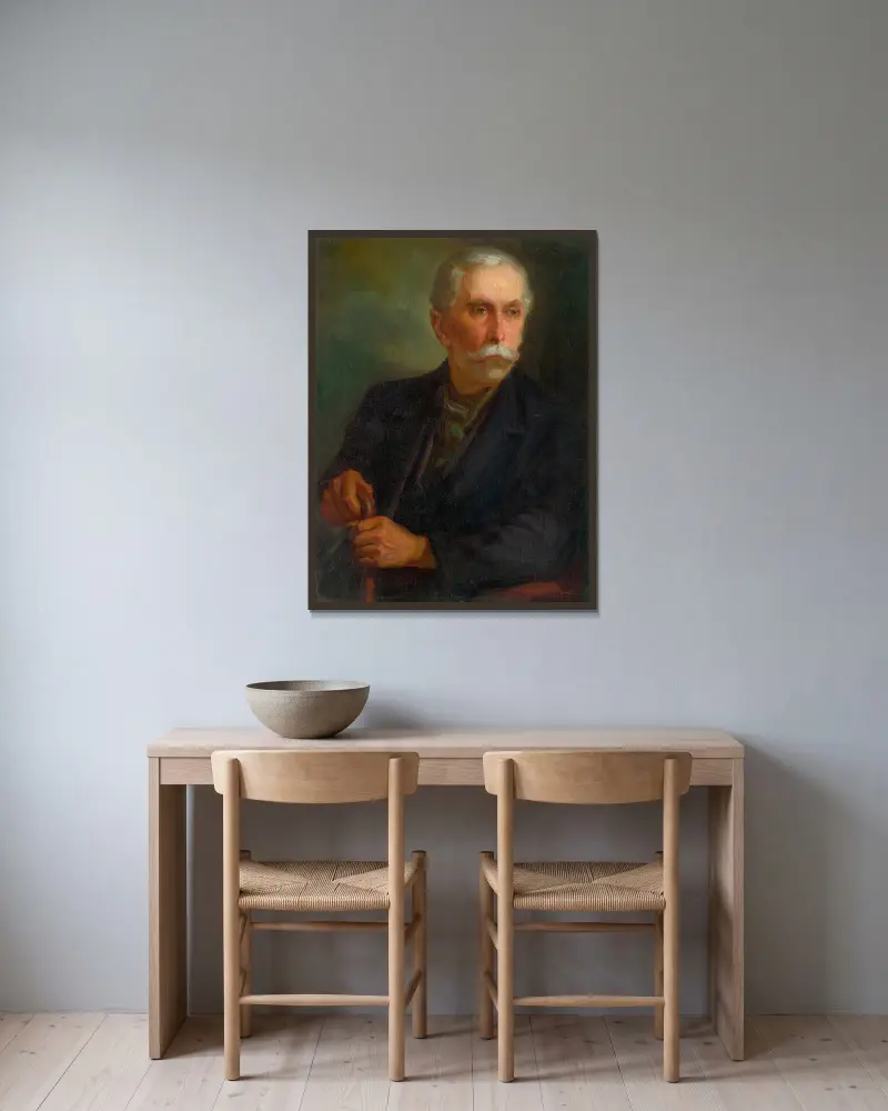 Portrait of a Vine-Dresser av Ľudovít Pitthordt inramad på en vägg
