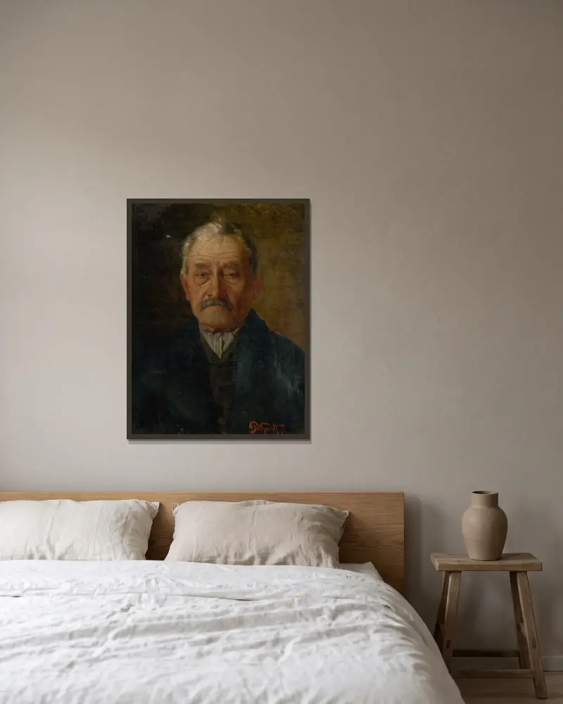 Portrait of an Old Man av Ľudovít Pitthordt inramad på en vägg