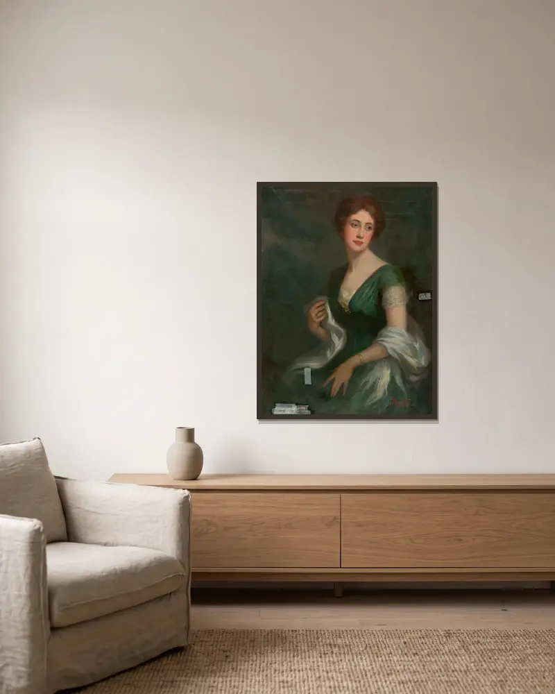 Portrait of Daughter Irma av Ľudovít Pitthordt inramad på en vägg