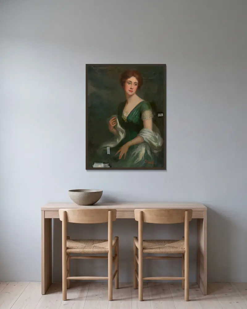 Portrait of Daughter Irma av Ľudovít Pitthordt inramad på en vägg