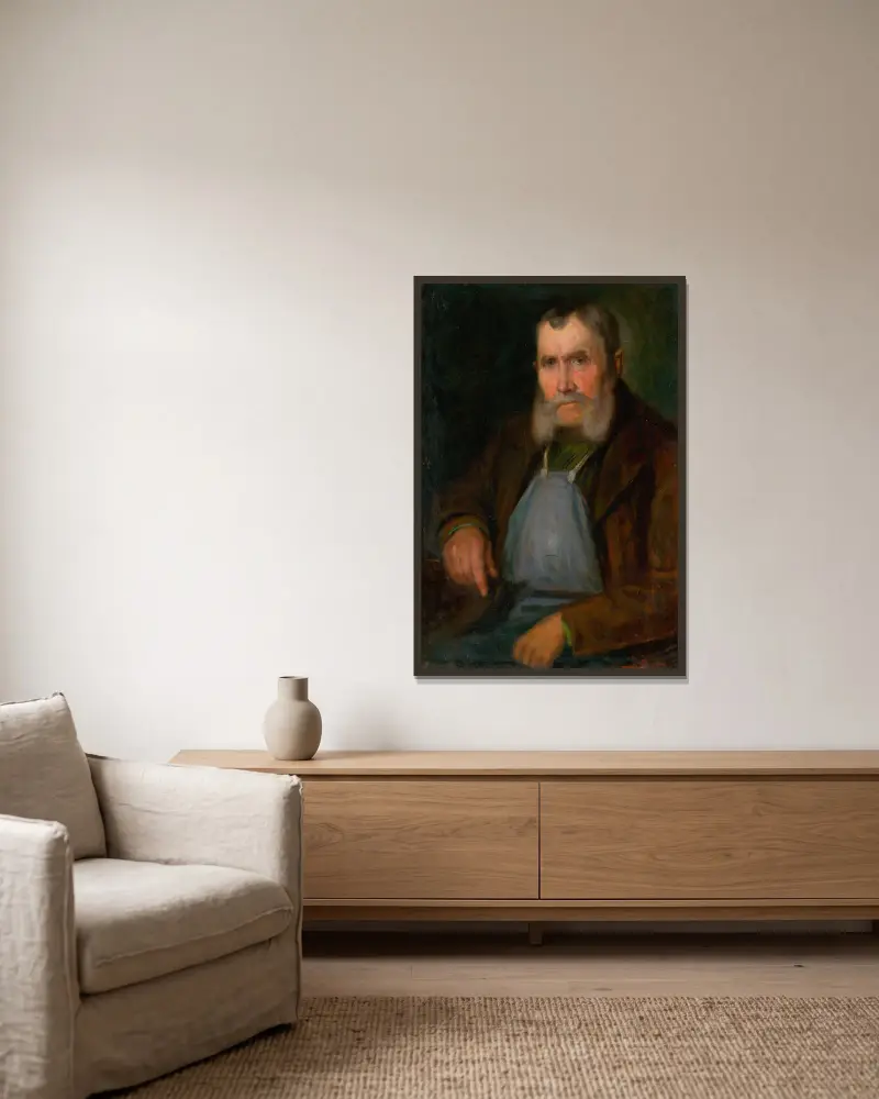 Portrait of Old Bratislava Vine-Dresser Schmidt-Hanzl av Ľudovít Pitthordt inramad på en vägg