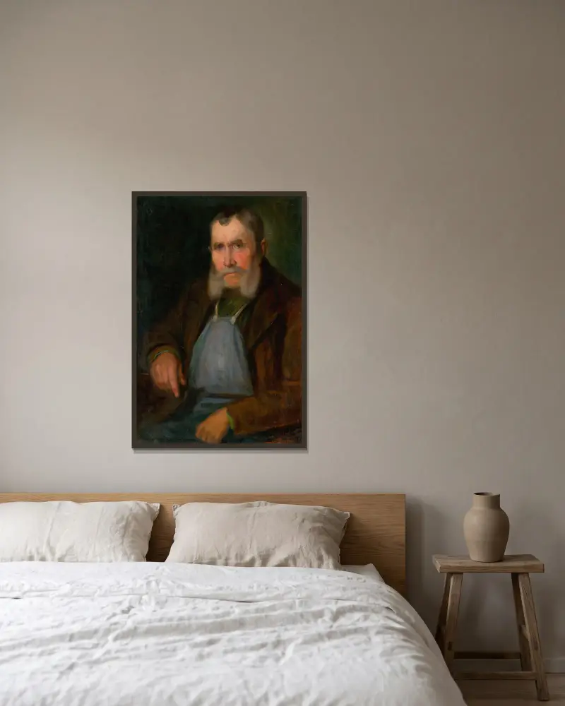 Portrait of Old Bratislava Vine-Dresser Schmidt-Hanzl av Ľudovít Pitthordt inramad på en vägg
