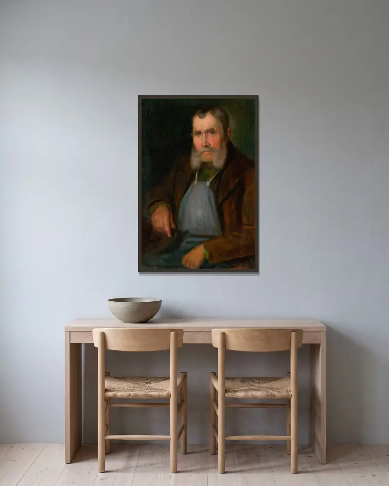 Portrait of Old Bratislava Vine-Dresser Schmidt-Hanzl av Ľudovít Pitthordt inramad på en vägg