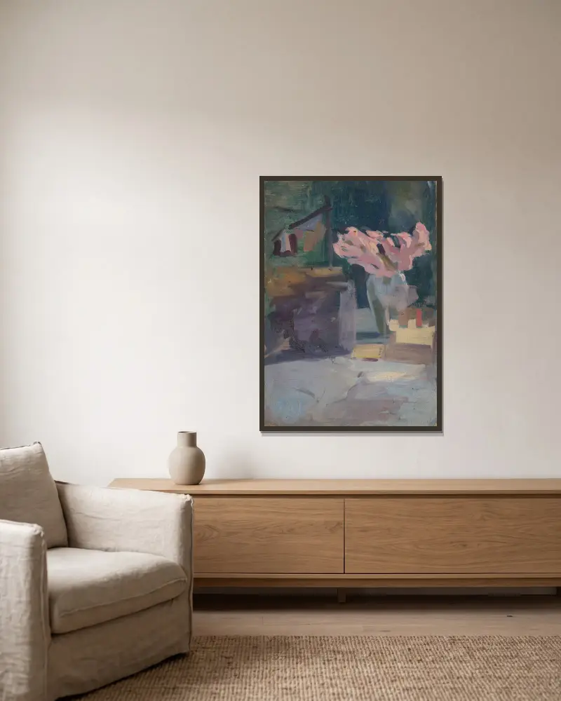 Spring Motif with a Bouquet av Ľudovít Pitthordt inramad på en vägg
