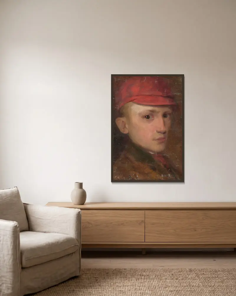 Studie eines Jungen von Ľudovít Pitthordt gerahmt an einer Wand