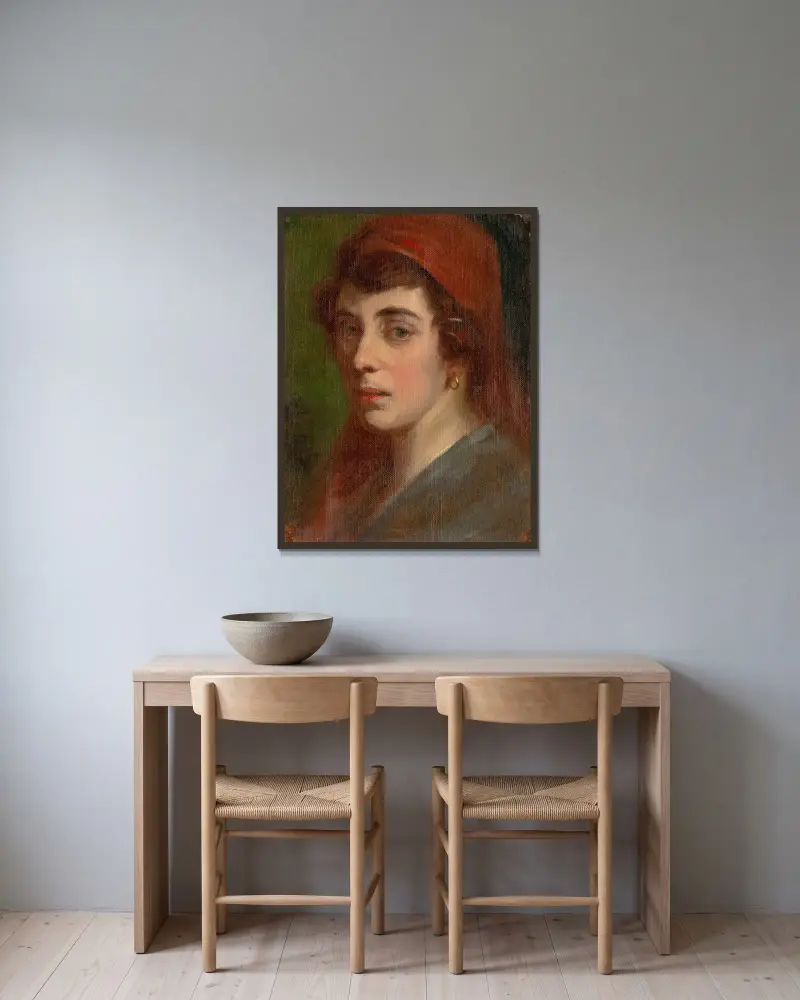 Ženská hlava, Ľudovít Pitthordt v rámu na stěně