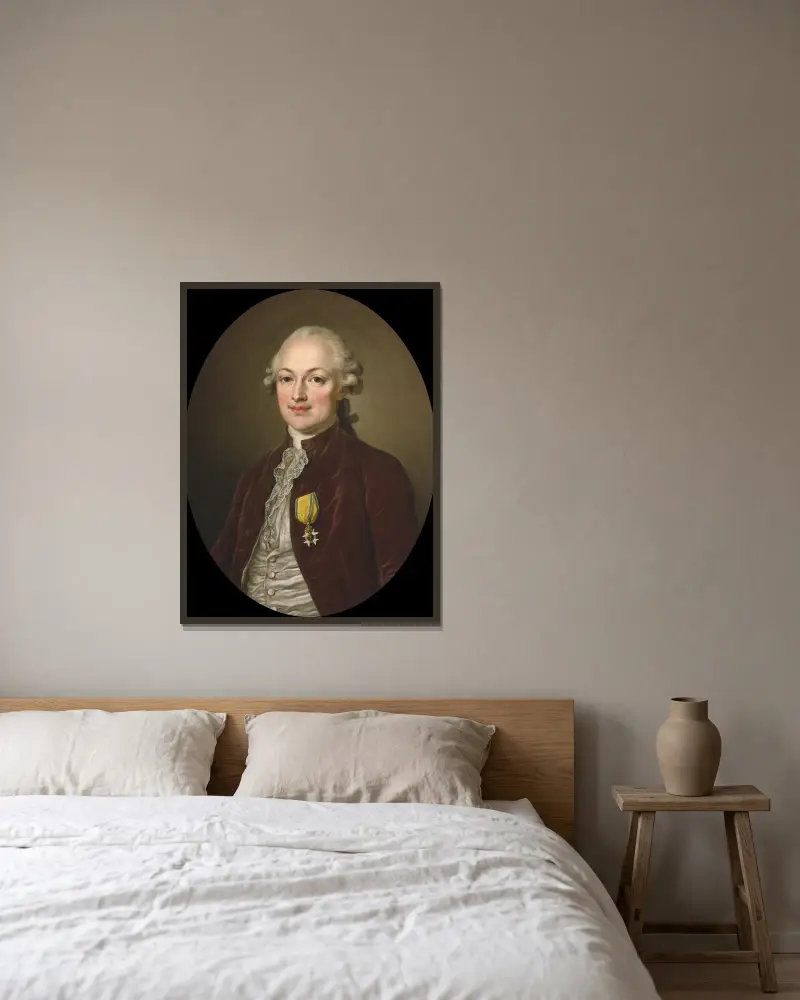 Erik Magnus Staël von Holstein av Ulrika Pasch inramad på en vägg
