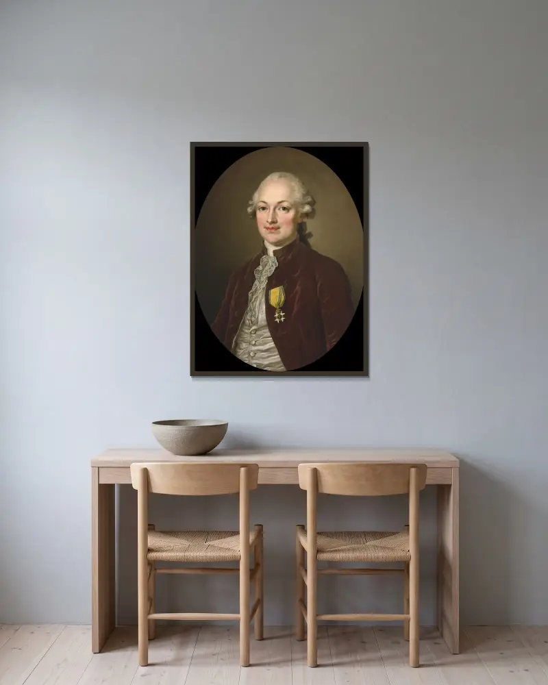 Erik Magnus Staël von Holstein av Ulrika Pasch inramad på en vägg