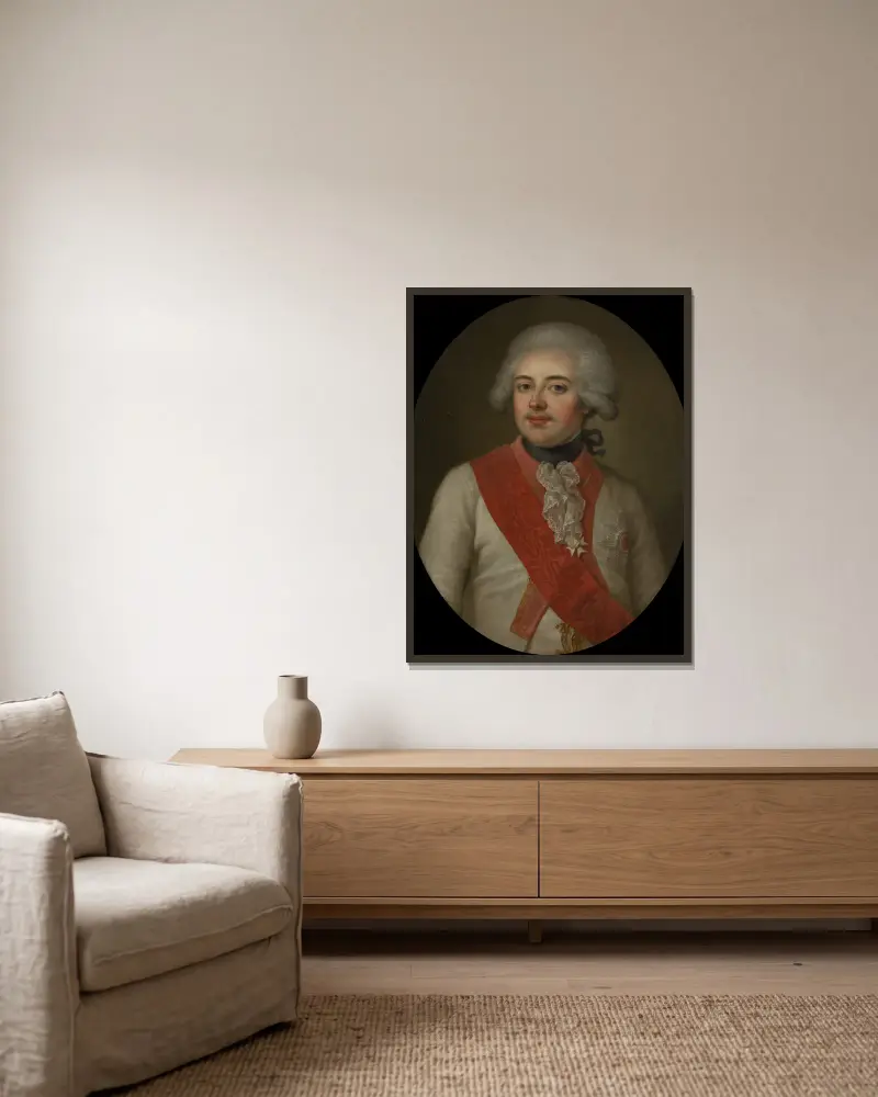 Porträtt av hertig Ferdinand Fredrik August av Württemberg av Ulrika Pasch inramad på en vägg