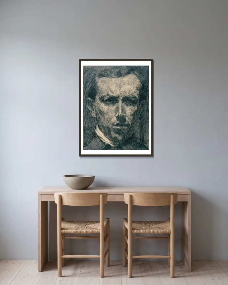 Autoportret, 1910, Umberto Boccioni w ramie na ścianie