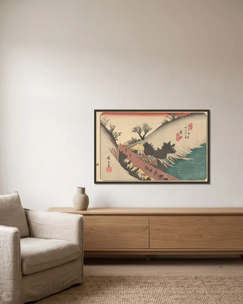Annaka, Utagawa Hiroshige v rámu na stěně